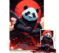 Panda Samurai Katana Red Moon 1000 Piece Jigsaw Puzzle for Teenagers Wise Think Toy Easy Leisure Tight Cut Amazing Present (38x52cm)