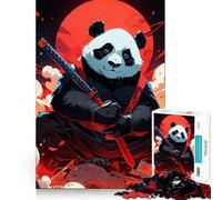 Panda Samurai Katana Red Moon 1000 Piece Jigsaw Puzzles for Adults Teenagers Logic Toy Relax Time Precision Cut (50x75cm)