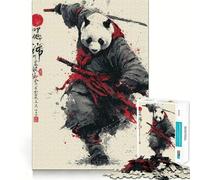 Panda Samurai Warrior Art 1000 Piece Jigsaw Puzzles for Teenagers Jigsaw Mind Puzzle Tension Relief Art Assembly Premium Gift (38x26cm)