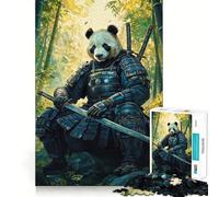 Panda Samurai Warrior Teenagers Puzzles 1000 Piece Jigsaws Brain Workout Toy Soothing Fun Art Assembly Art Collectible (38x52cm)