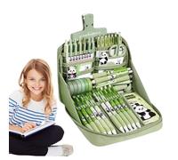 Panda School Supplies Set - 16 Piece Cute Stationery Kit with Notebook, Pens, Pencil Case, Stickers, Keychain and Ruler | Aesthetic Studio Established for Kids, Teens, Girls, Boy