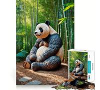 Panda Sculpture in Bamboo Forest Jigsaw Puzzle for Adults 1000 Pieces Intellect Toy Peaceful Fun Precise Cut Santa Wish List (38x26cm)