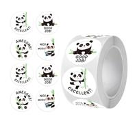 Panda Seal Labels Roll, 25 Mm Reward Stickers with Good Job Message Prints for Box Packaging, Favor Bags, and Daily Labeling Tasks Good Job Stickers Nice Work Labels Excellent Panda Reward Notes Treat