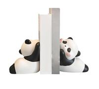 Panda Shaped Bookstopper - Aesthetic Decorative Office Accessory, Nursery Bedroom Shelf Support, Festive Gift Idea | Sturdy Wildlife Sculpture Collection Clean Black White Statuette Pair