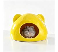 Panda-Shaped Ceramic Hamster Hideout, Summer Cooling Pet Cave, All-Season Smooth Easy-Clean Pet Shelter For Hamster, Gerbil, Guinea Pig(Yellow)