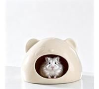 Panda-Shaped Ceramic Hamster Hideout, Summer Cooling Pet Cave, All-Season Smooth Easy-Clean Pet Shelter For Hamster, Gerbil, Guinea Pig(Beige)