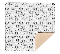 Panda Simple Line Art Heart Large Non-Slip Baby Activity Play Mat for Indoor Outdoor Lightweight Padded Baby Mat for Baby Toddler Infant, 50'' x 50''