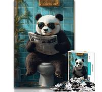 Panda Sitting on The Toilet JigsawPuzzle 1000 Pieces for Teenagers,Educational Games Home Decoration Deal As Gifts for The Whole Family (50x75cm)