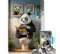 Panda Sitting on The Toilet Jigsaws Puzzles 1000 Pieces for Adults Gifts,Stress Reliever Staycation Kill Time with Matching Poster And Trivia Sheet (50x75cm)