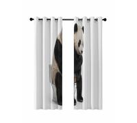 Panda Sitting on The Toilet Thinking Blackout Curtains for Bedroom Living Room, Abstract Funny Animal 72 In Long Thermal Insulated Room Darkening Drapes Grommet Window Treatments, 52 x 72 In