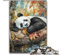 Panda Sleeping in Autumn Jigsaw Puzzles for Adults Teenagers Jigsaws Puzzle, Classic Educational Games Beautiful Decoration (70x100cm)