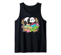 Panda Sleeping On Books Funny Bookworm Reader Books Lover Tank Top