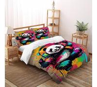 Panda Splashes Bedding Set 3D Design Animal Theme Wildlife Duvet Cover Set 3 Pieces Microfiber Quilt Cover Suitable for Family,couple,children with Pillowcase Double(200x200cm)
