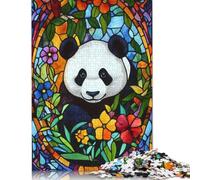 Panda Stained Glass Puzzle 1000 Pieces Jigsaws Wood Puzzle Jigsaws Learning Educational Puzzle 1000pcs (75x50cm)