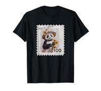 Panda Stamp with Straw Hat and Sunflower T-Shirt