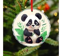Panda Star Christmas Ornaments - Round Xmas Hanging Ornaments for Christmas Tree Decorations, Farmhouse Rustic Holiday Home Decor and Gift Party Tags (3.1 Inch)