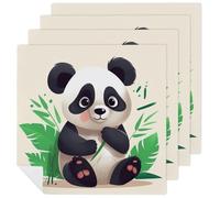 Panda Star Cloth Napkin 4 PCS Table Dinner Napkins Washable & Reusable Cloth Napkins Washable Tablecloth for Party, Wedding, Lunch, Dinners, Banquet, Christmas