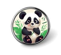 panda star Lapel Pin for Men Panda Star Fashion Brooch Pin -Cute Enamel Badges, Aluminum Alloy Metal Pinback for Hats, Shirts, Bags, Jackets & Accessories (1 Inch Round Button Pins)