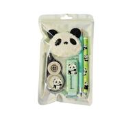 Panda Stationery Set - 7.87 Inch Student Gift Kit | Cute Pencil Pen Eraser Correction Tape Plush Pendant - Ideal For School Study Rewards Classroom Note Taking Boys Teens College Learning Supplies