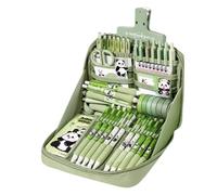 Panda Stationery Set, Cute Aesthetic Office Supplies, Learning, Canvas Pencil Case, Fun Stickers Included, Ideal for Kids & Students, 13.39 x 9.45 x 2.36 inches, 1 Set