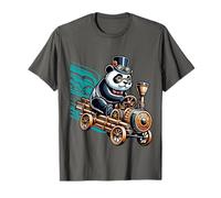 Panda Steampunk Adventure on Steam Train T-Shirt