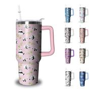 Panda Sublimation Tumbler with Handle and Straw, 40 oz Stainless Steel Insulated Cup with Lid and Straw,Travel Coffee Mug Water Bottle, Birthday Christmas Mothers Day Gifts for Animal Lovers Women