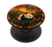 Panda Sunset Nature Round Art PopSockets Adhesive PopGrip