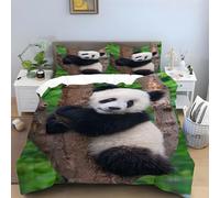 Panda Super King Duvet Cover National Treasure Bedding Set Microfibre Duvet Covers 3D Printed Zipped Closure Quilt Cover Super King-Size 260x220cm with 2 Pillowcases -Ai2844