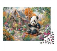 Panda Swing 1000pc Jigsaw Puzzle for Jigsaw Fans Sturdy Paper Home Decor Wall Art Birthday Present Mental Puzzle Game Home Decoration Jigsaw 38x26cm/1000pcs