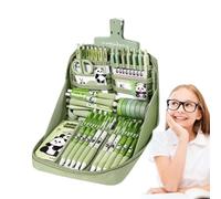 Panda Theme School Supplies | Primary School Learning Kit - Pen Kit Keychain Notebook Pencil Case Tabs for Teens Women