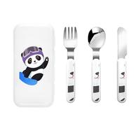 Panda Three-Piece Set of Children's Cutlery-Safe and Durable Plastic Pp+430 Stainless Steel, Suitable for Kindergartens, Picnics, Birthday Parties and Other Scenes.