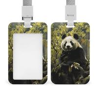 Panda Tree Badge Holder with Lanyard - Waterproof Hard Plastic ID Card Holder Professional Name Tag Vertical ID Card Name Badge for Office Nurse Doctor Teacher