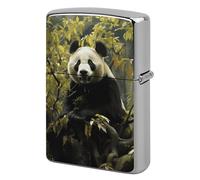 Panda Tree Lighter Case Metal Protective Cover with Double-Sided Art Design, Cool Lighters Pouch Shockproof Lighter Cover for Men Women Gifts, Lighters Not Included