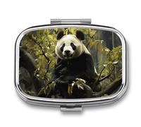 Panda Tree Pill Box 2 Compartment - Small Metal Medicine Organizer Portable Pill Case for Purse Pocket Travel Vitamin Organizer for Men Women, BPA-Free