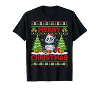 Panda Ugly Christmas Sweaters Funny Santa Hat Lights Xmas T-Shirt