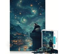 Panda Under Starry Sky Jigsaw Puzzles for Teenagers 1000 Pieces Strong Logic Toy Shared Fun Clear Edge Lovely Present (38x52cm)