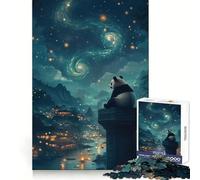 Panda Under Starry Sky Jigsaw Puzzles for Teenagers 1000 Pieces Strong Logic Toy Shared Fun Clear Edge Lovely Present (38x52cm)