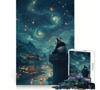 Panda Under Starry Sky Puzzles for Teenagers 1000 Piece Strengthen Memory Tension Relief Smooth Edge Xmas Surprise (50x75cm)