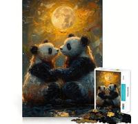 Panda Under The Moon. Vincent Van Gogh Jigsaw Puzzles 1000 Piece for Teenagers Boost Recall Stress Free Tight Edge Wall Art Decor (50x75cm)