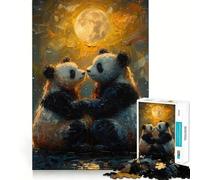 Panda Under The Moon. Vincent Van Gogh Jigsaw Puzzles 1000 Piece for Teenagers Strengthen Memory Home Leisure Clean Edge Cherished Gift (38x52cm)