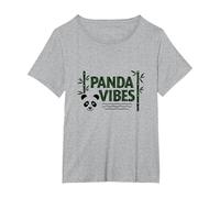 Panda Vibes Bamboo Forest Zen Animal Lover Gift T-Shirt, Women's Plus, Heather Grey, 3X