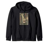 Panda Vintage UFO Reading Book Japanese Ukiyo-e Zip Hoodie