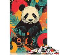 Panda Vinyl Art Poster Playful Pop Art Panda Colorful Panda Design Puzzles 1000 Pieces for Teenagers Gifts Puzzle Jigsaws for Adults for Adults 1000pcs (75x50cm)