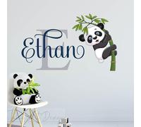 Panda Wall Sticker, Custom Name Wall Decal for Kids Room, Nursery, Bedroom, Baby Shower, Birthday Gift