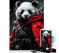 Panda Warrior Animal Jigsaw Puzzles for Adults1000 Pieces Focus Brain Toy Relax Time Tight Edge Santa Wish Pick (38x52cm)