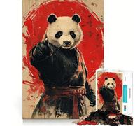 Panda Warrior Poster 1000 Piece Jigsaw Puzzles for Adults Jigsaw Brain Skill Warm Time Exact Edge (38x26cm)
