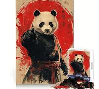 Panda Warrior Poster 1000 Piece Jigsaw Puzzles for Adults Jigsaw Brain Skill Warm Time Exact Edge (38x26cm)