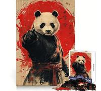 Panda Warrior Poster 1000 Pieces Jigsaws Adults Puzzles Gifts Memory Upgrade Leisure Time Sharp Cut Wall Art Decor (38x52cm)