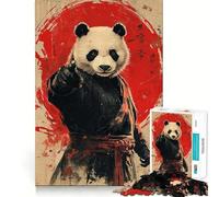 Panda Warrior Poster 1000 Pieces Jigsaws Adults Puzzles Gifts Memory Upgrade Leisure Time Sharp Cut Wall Art Decor (38x52cm)