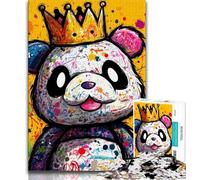 Panda Wearing Crown Jigsaw Puzzles for Adults,for Educational Game Challenge Toy for Is Ideal As A Gift for The Whole Family 38x52cm